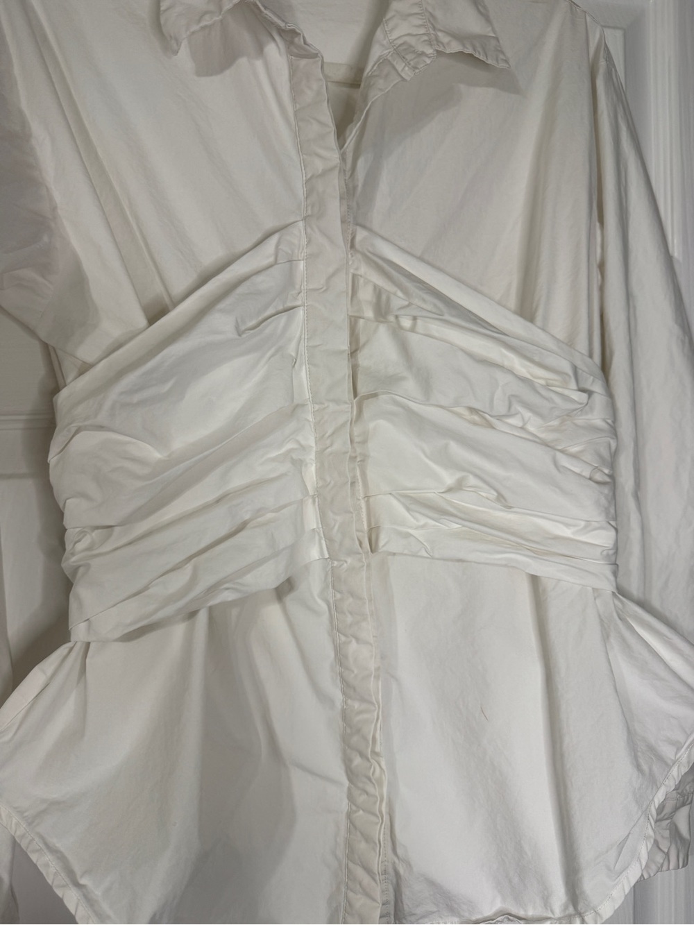 Sovere White Ruched Cotton Button-Up Top - Picture 4 of 7